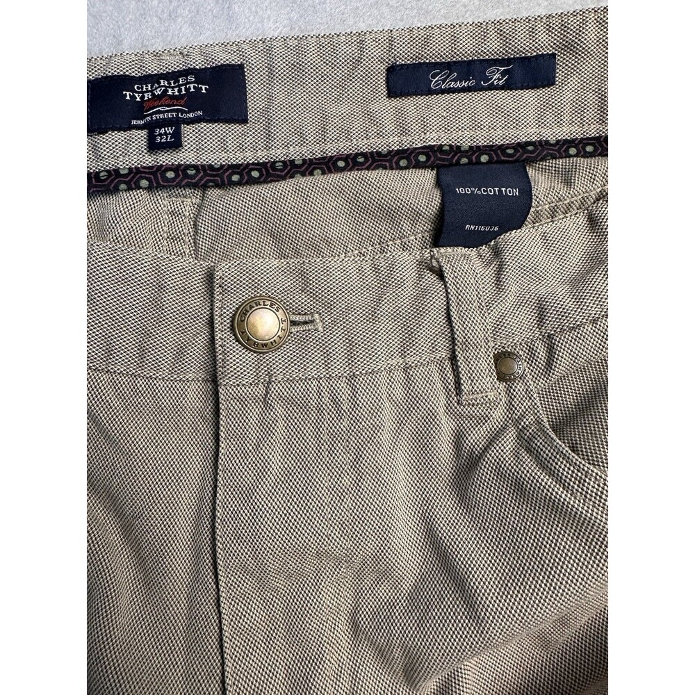 Charles Tyrwhitt 5 Pocket Weekend Classic Fit 100% Cotton Chino 34W 32L